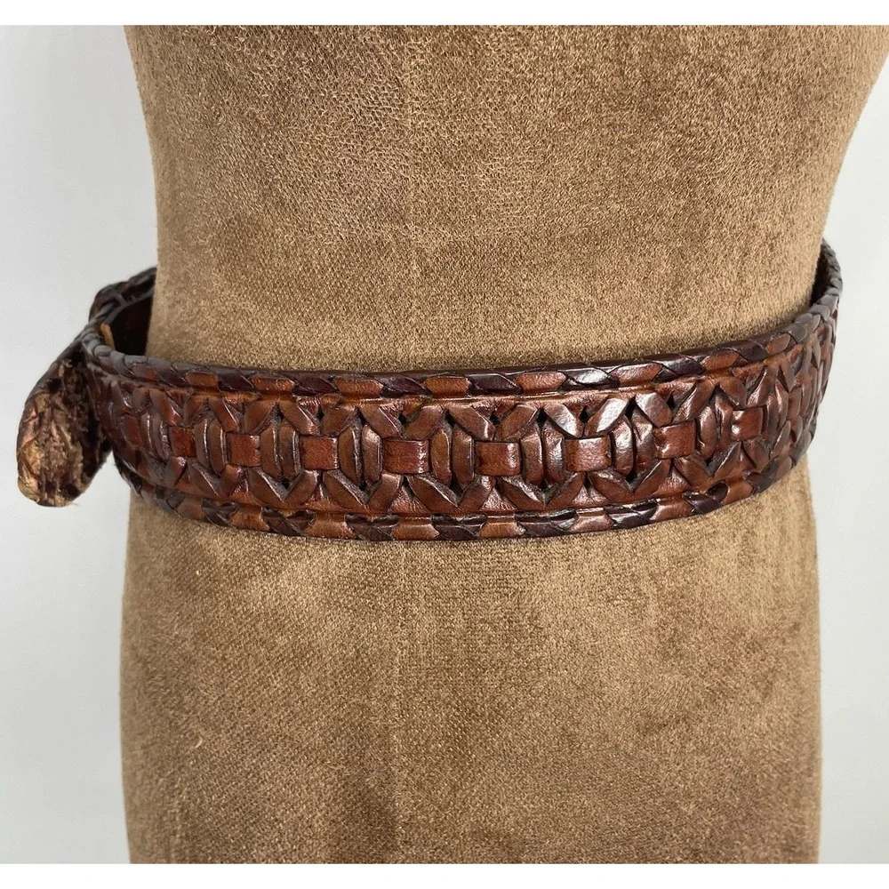 Vintage Boho Womens Leather Belt Size 22